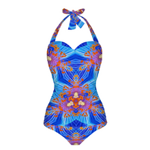 Carica l&#39;immagine nel visualizzatore di Gallery, All Over Print Women&#39;s Halterneck One Piece Swimsuit