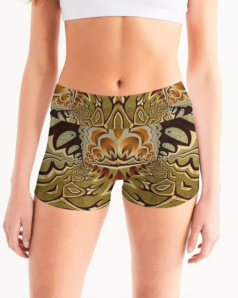 Wood Gold 2 Women's Mid-Rise Yoga Shorts