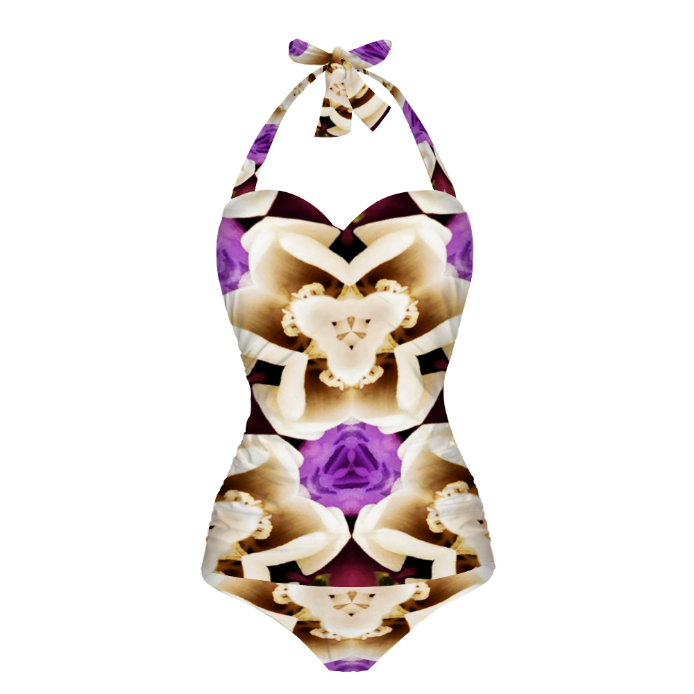 All Over Print Women's Halterneck One Piece Swimsuit