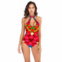 Carica l&#39;immagine nel visualizzatore di Gallery, Custom Women&#39;s  All Over Print Halterneck Openback Swimsuit