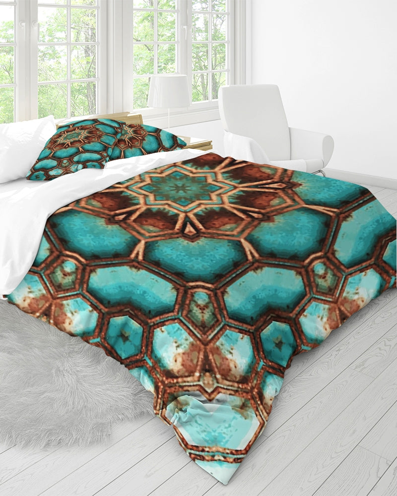 TurqRust 1 Queen Duvet Cover Set