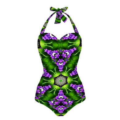 All Over Print Women's Halterneck One Piece Swimsuit