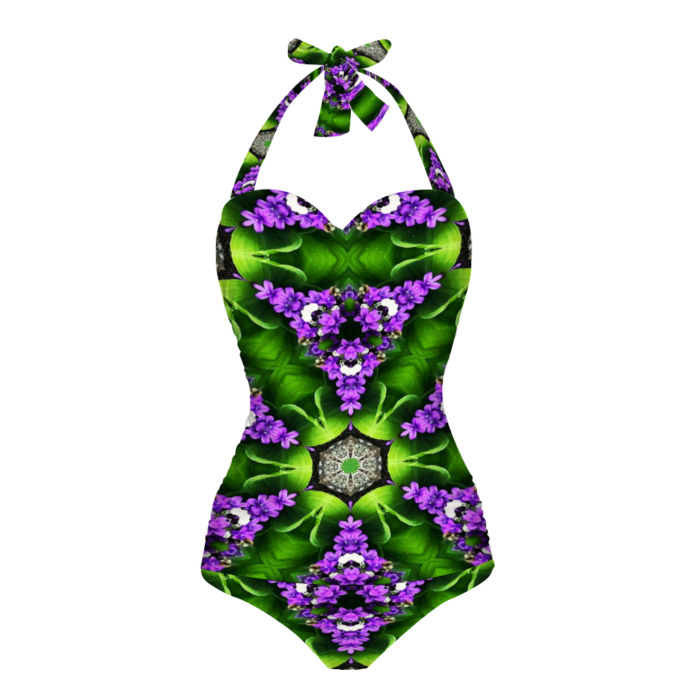 All Over Print Women's Halterneck One Piece Swimsuit