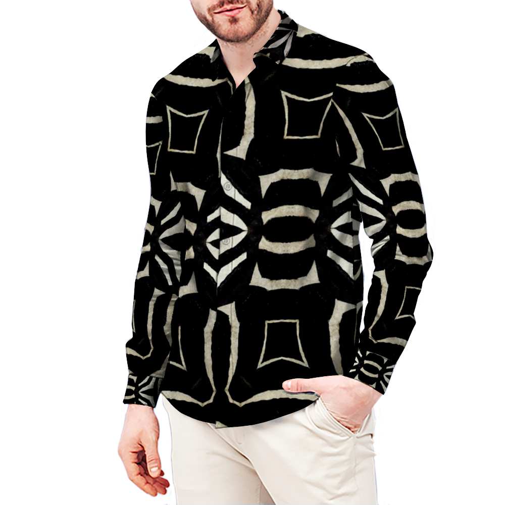 All Over Print Men's Fit Camp Collar Long Sleeve Shirt