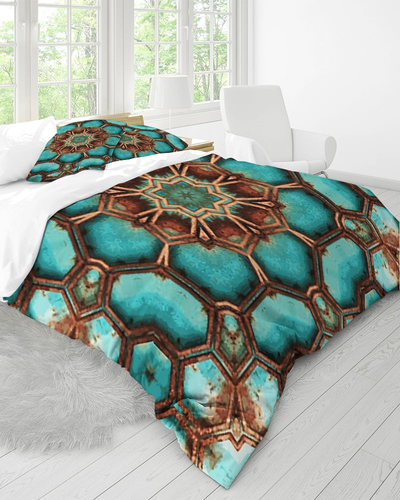 TurqRust 1 King Duvet Cover Set