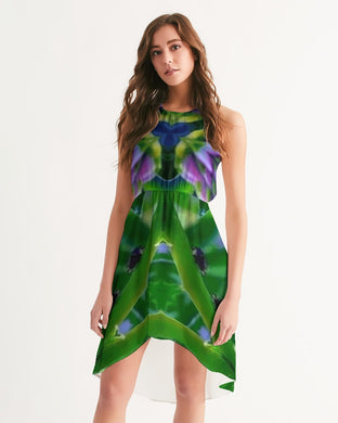 Green Tara 1 Women's High-Low Halter Dress