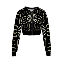 Load image into Gallery viewer, Custom Women&#39;s Full Zipper Crop Jacket Long Sleeve Round Neck Tops