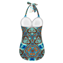 Afbeelding in Gallery-weergave laden, All Over Print Women&#39;s Halterneck One Piece Swimsuit
