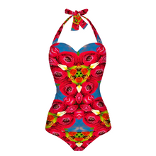 Load image into Gallery viewer, All Over Print Women&#39;s Halterneck One Piece Swimsuit