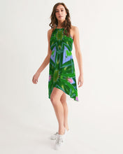Afbeelding in Gallery-weergave laden, Green Batik 1 Women&#39;s High-Low Halter Dress