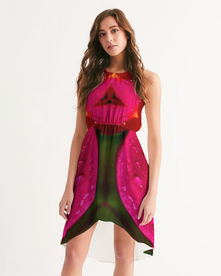 Red Blush 1 Women's High-Low Halter Dress