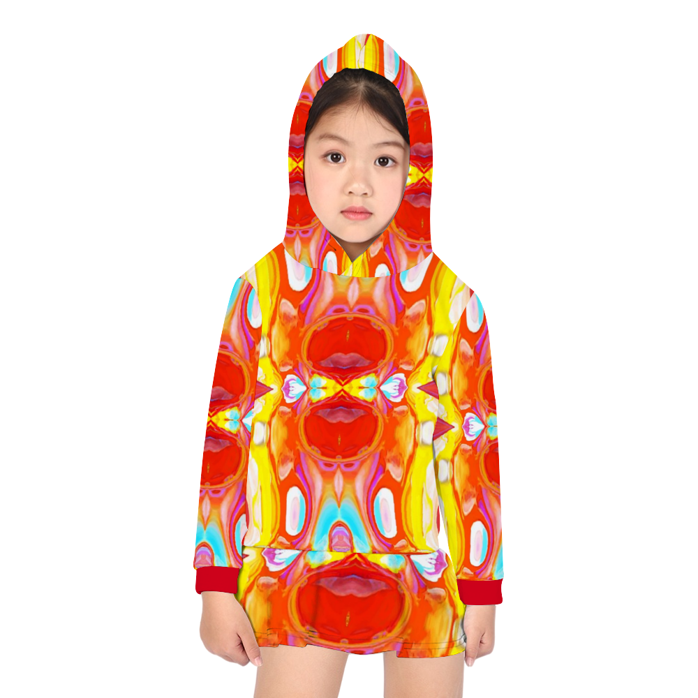 Custom Lovely Long Sleeve One Piece Hooded Dress for Girls