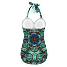 Afbeelding in Gallery-weergave laden, All Over Print Women&#39;s Halterneck One Piece Swimsuit