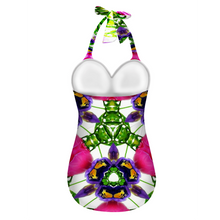 Carica l&#39;immagine nel visualizzatore di Gallery, All Over Print Women&#39;s Halterneck One Piece Swimsuit