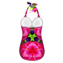 Carica l&#39;immagine nel visualizzatore di Gallery, All Over Print Women&#39;s Halterneck One Piece Swimsuit
