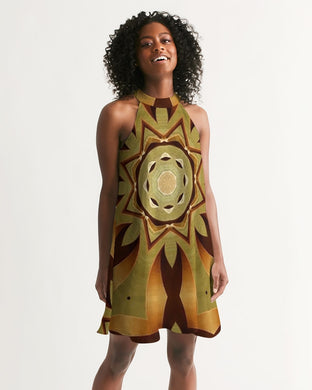 Wood Gold 1 Women's Halter Dress