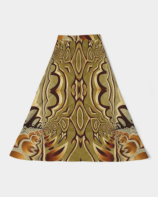 Wood Gold 2 Women's A-Line Midi Skirt