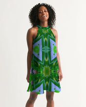 Afbeelding in Gallery-weergave laden, Green Batik 1 Women&#39;s Halter Dress