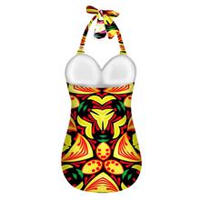 Carica l&#39;immagine nel visualizzatore di Gallery, All Over Print Women&#39;s Halterneck One Piece Swimsuit
