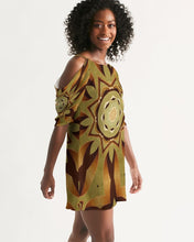 Carica l&#39;immagine nel visualizzatore di Gallery, Wood Gold 1 Women&#39;s Open Shoulder A-Line Dress