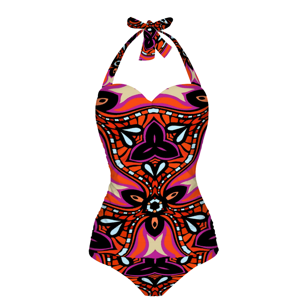 All Over Print Women's Halterneck One Piece Swimsuit