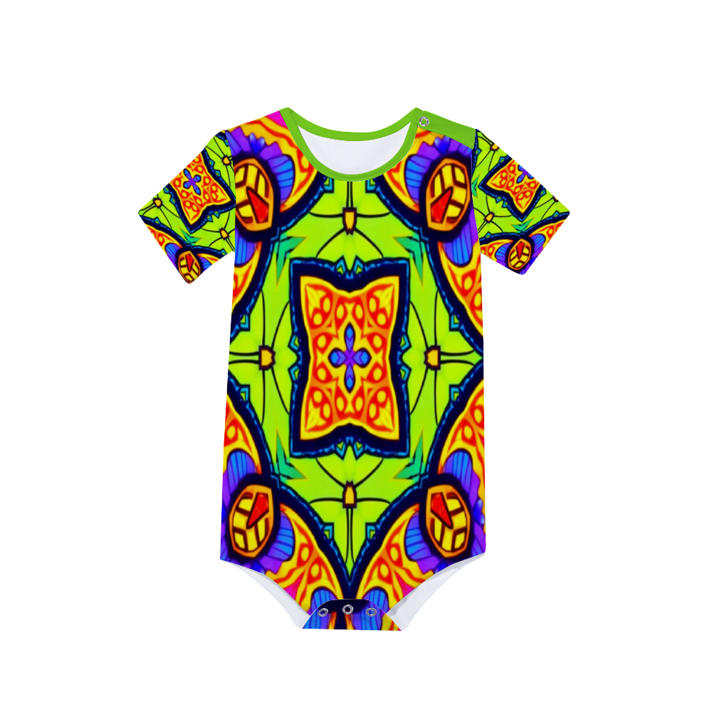 Custom All Over Print Baby's Short Sleeve Romper Jumpsuit