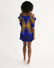 Afbeelding in Gallery-weergave laden, Lapiz Gold 1 Women&#39;s Open Shoulder A-Line Dress