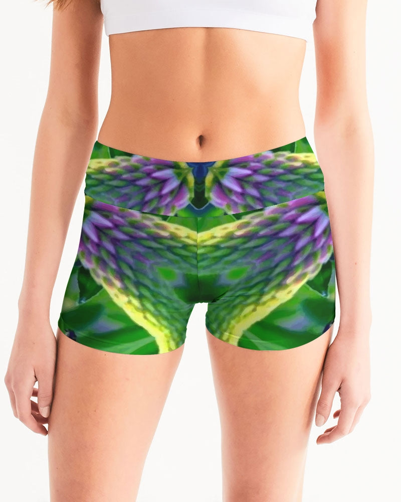 Green Tara 1 Women's Mid-Rise Yoga Shorts