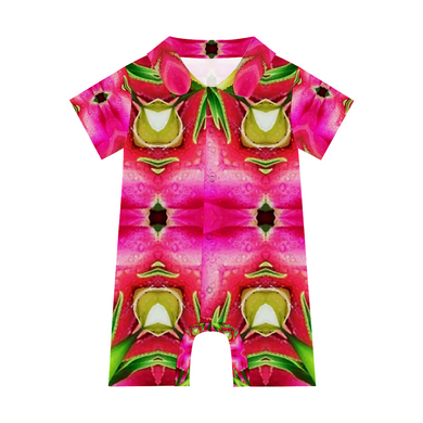 Custom Infant Baby Short Sleeves Button Romper Jumpsuits