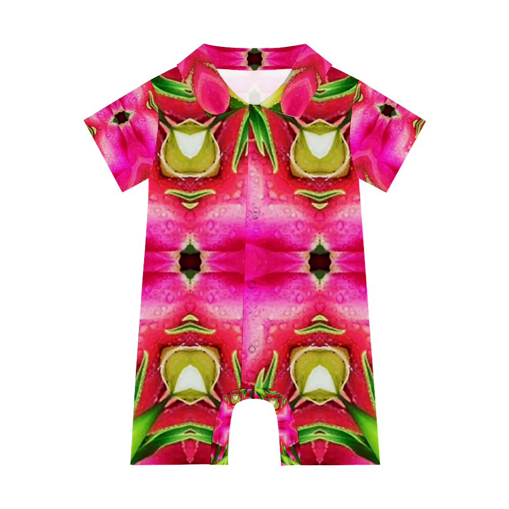 Custom Infant Baby Short Sleeves Button Romper Jumpsuits