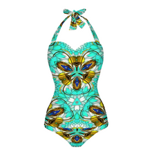 Carica l&#39;immagine nel visualizzatore di Gallery, All Over Print Women&#39;s Halterneck One Piece Swimsuit
