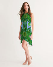 Afbeelding in Gallery-weergave laden, Green Batik 1 Women&#39;s High-Low Halter Dress