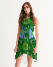 Afbeelding in Gallery-weergave laden, Green Batik 1 Women&#39;s High-Low Halter Dress
