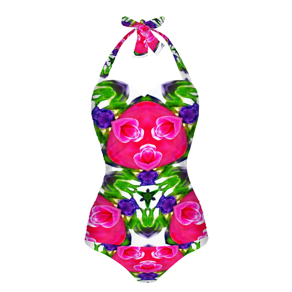 All Over Print Women's Halterneck One Piece Swimsuit