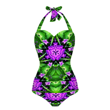 Carica l&#39;immagine nel visualizzatore di Gallery, All Over Print Women&#39;s Halterneck One Piece Swimsuit