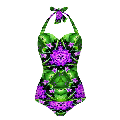 All Over Print Women's Halterneck One Piece Swimsuit