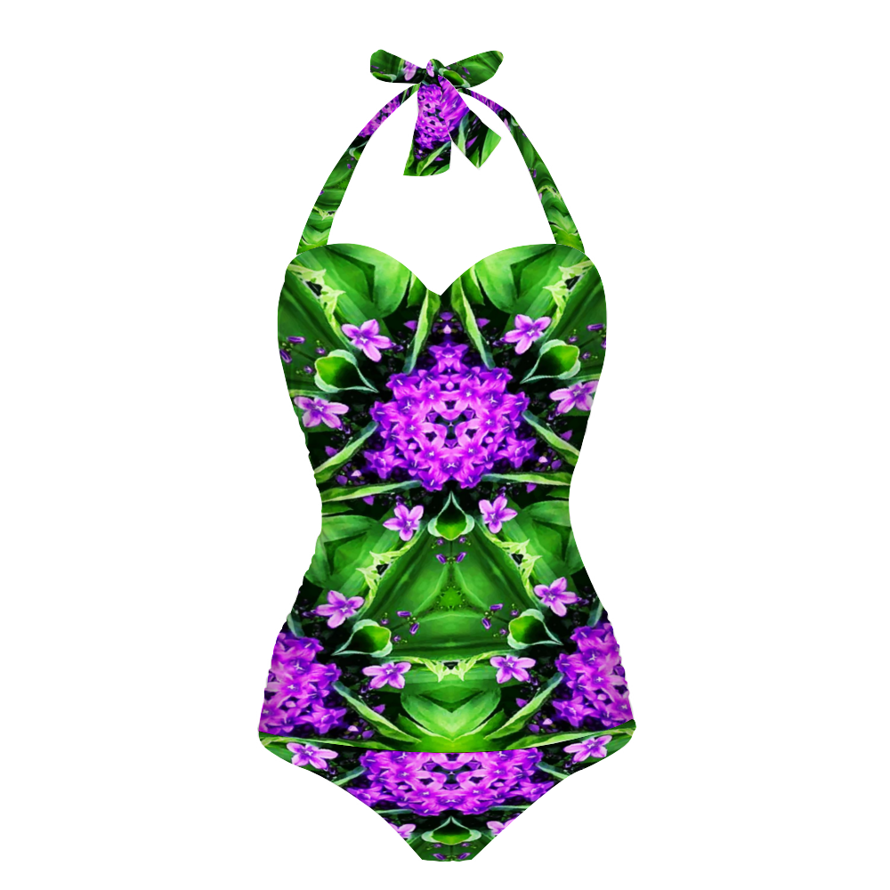 All Over Print Women's Halterneck One Piece Swimsuit