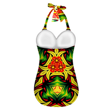 Carica l&#39;immagine nel visualizzatore di Gallery, All Over Print Women&#39;s Halterneck One Piece Swimsuit