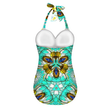 Carica l&#39;immagine nel visualizzatore di Gallery, All Over Print Women&#39;s Halterneck One Piece Swimsuit