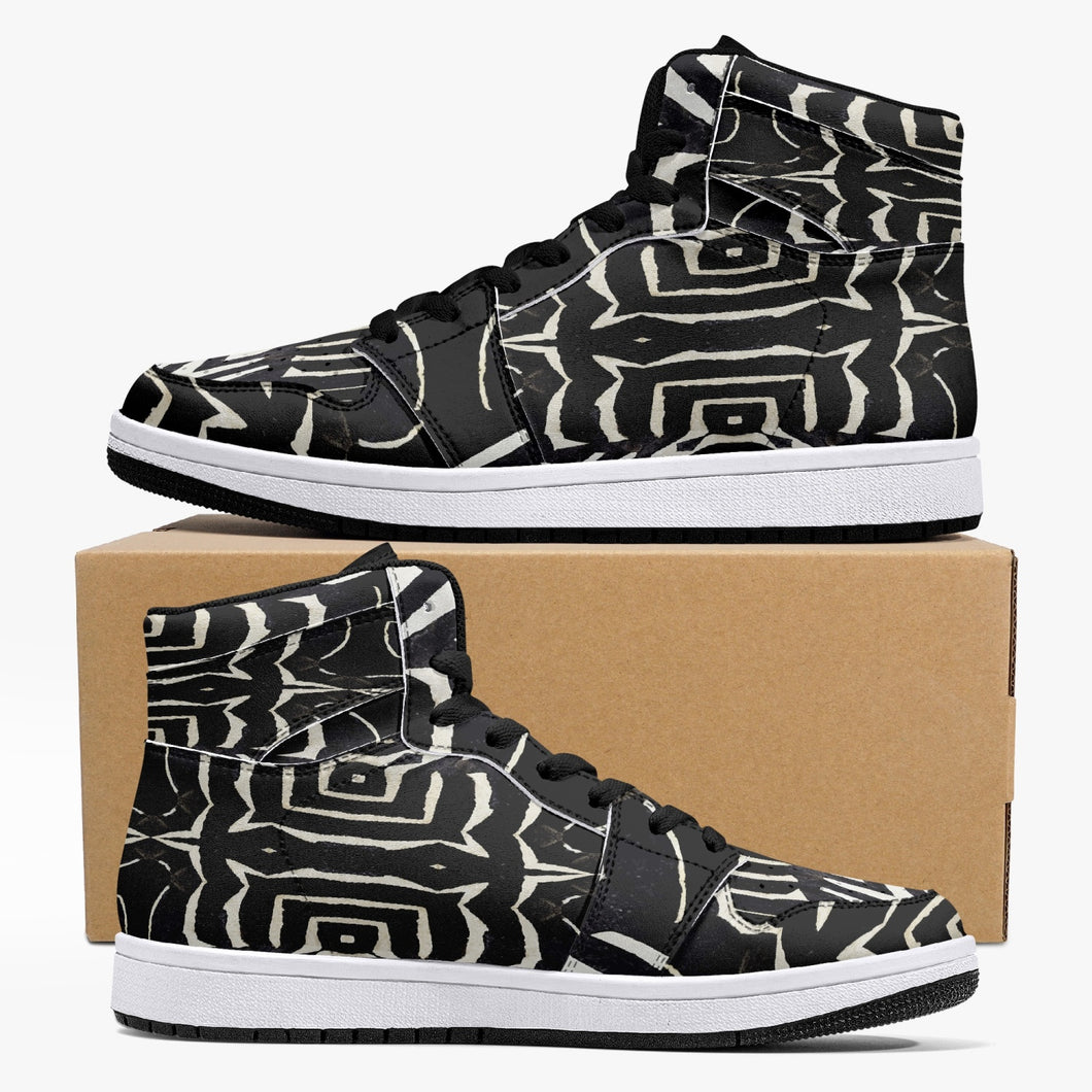 209. High-Top Leather Sneakers - White / Black