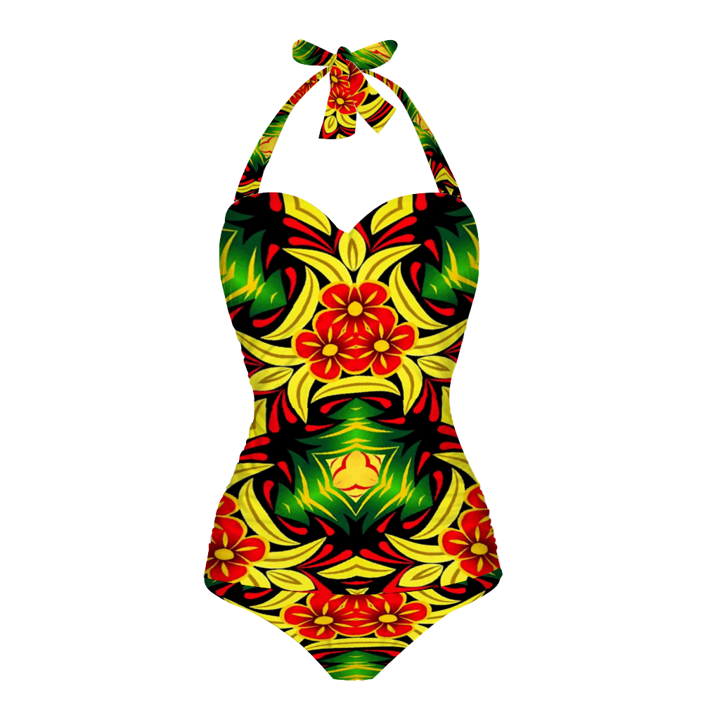 All Over Print Women's Halterneck One Piece Swimsuit