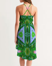 Afbeelding in Gallery-weergave laden, Green Batik 1 Women&#39;s High-Low Halter Dress