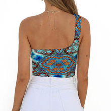 Carica l&#39;immagine nel visualizzatore di Gallery, All Over Print Women&#39;s One Shoulder Tank Top Half Shoulder Tank