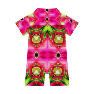 Custom Infant Baby Short Sleeves Button Romper Jumpsuits