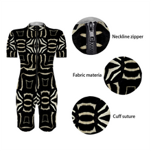 Load image into Gallery viewer, Custom Women&#39;s All Over Print Short Sleeve Zipper Jumpsuits