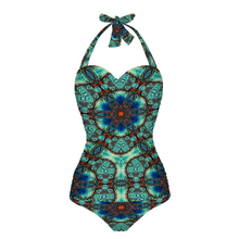 Afbeelding in Gallery-weergave laden, All Over Print Women&#39;s Halterneck One Piece Swimsuit