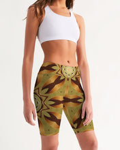 Afbeelding in Gallery-weergave laden, Wood Gold 1 Women&#39;s Mid-Rise Bike Shorts