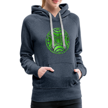 Carica l&#39;immagine nel visualizzatore di Gallery, Green Metal Sun Tribe Women’s Premium Hoodie - heather denim